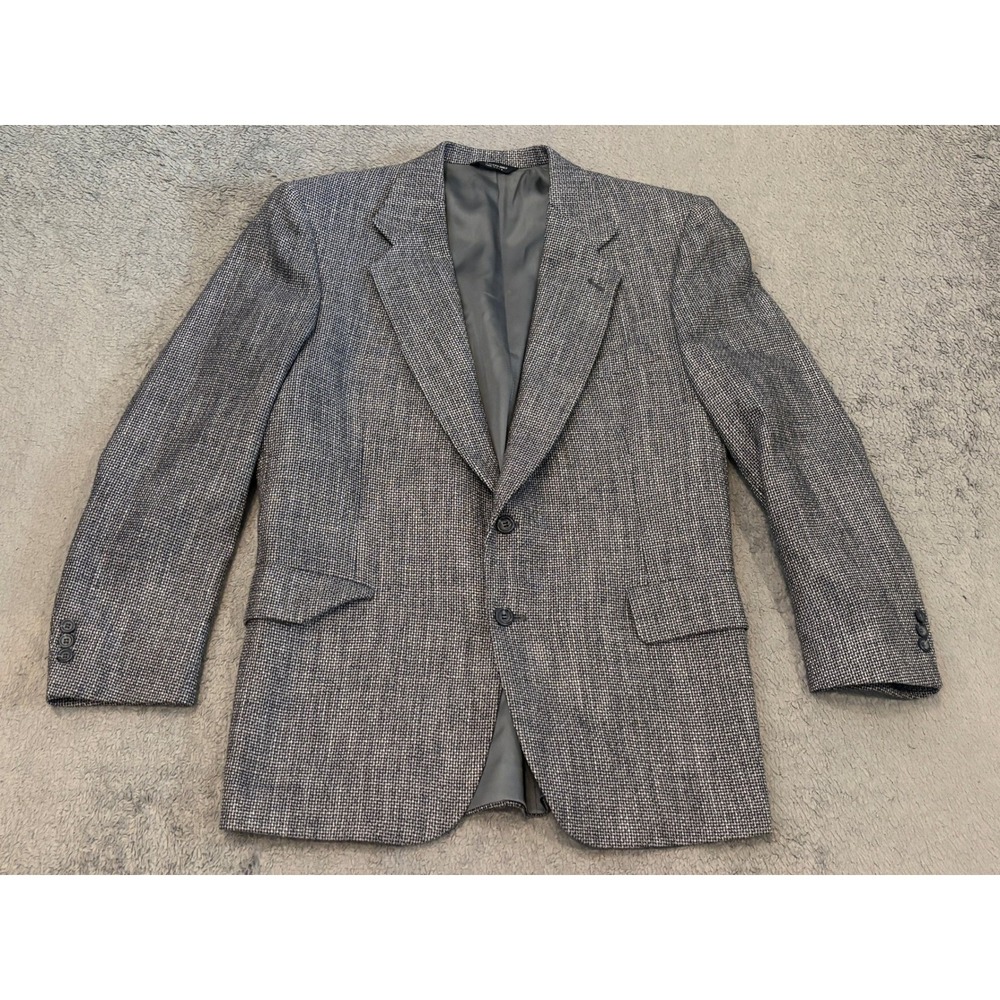 Sterling & Hunt Mens Grey Micro-Pattern Two Button Blazer Jacket 44R